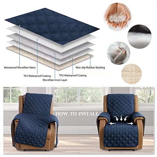 Tomoro Non-Slip Loveseat Recliner Cover For Dogs - 100% Waterproof Quilted Sofa Slipcover Furniture Protector With 5 Storage Pockets, Washable Couch Cover With Elastic Straps For Kids And Pets #TOP6