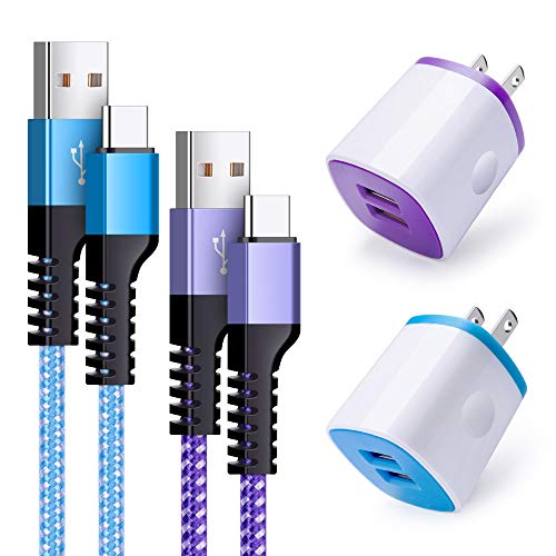 C Charger with Plug, USB Dual Wall Charger Travel Block Cube with Quick