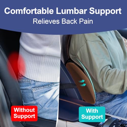 Image of BYMECOST Lumbar Support Pillow for Car, Memory Foam Car Back Cushion