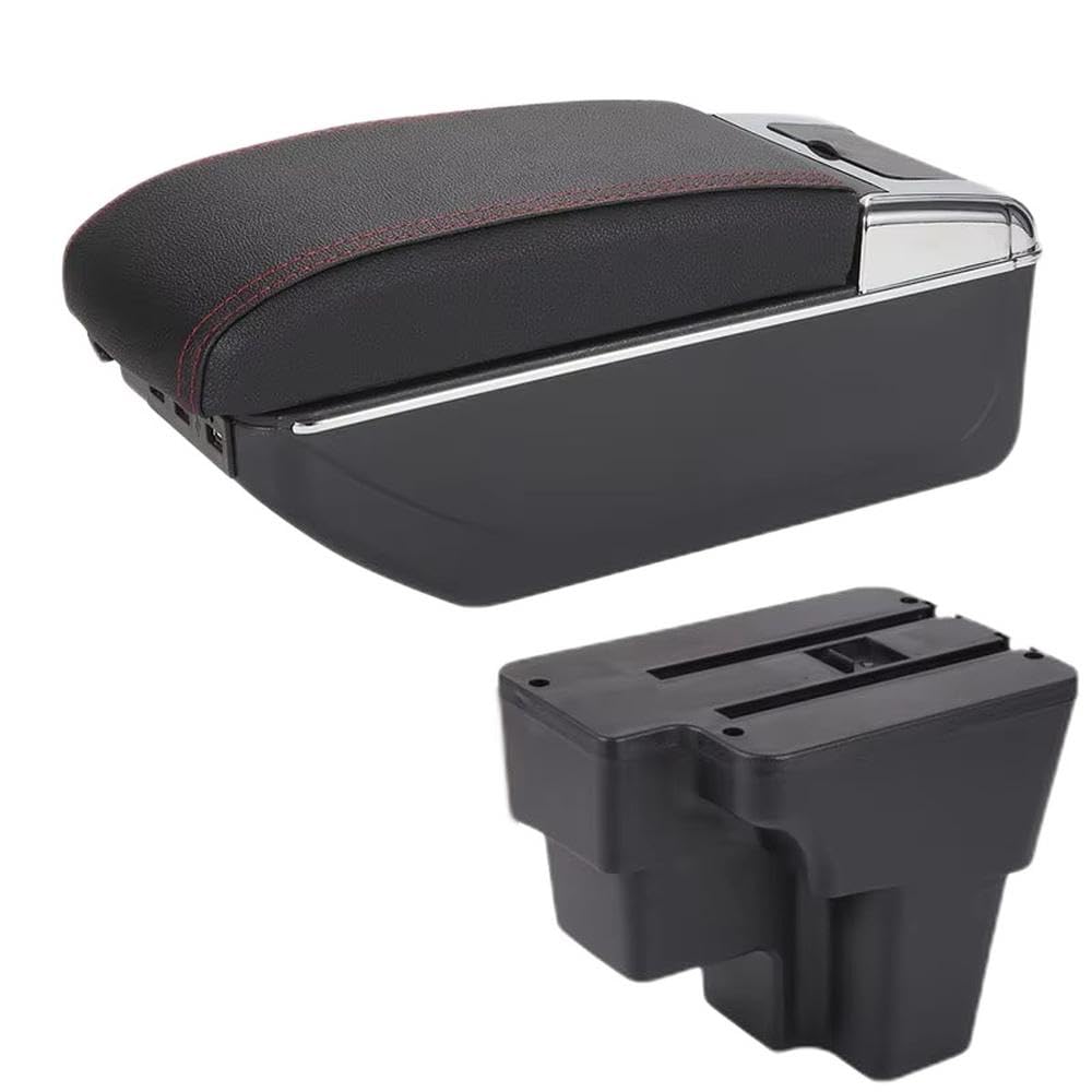 SXQPOCAR For Kia Rio For Stonic For Cerato 2015-2022 Car Armrest Box Center Console Storage Box Replacement Parts(A1 Black red 7USB)