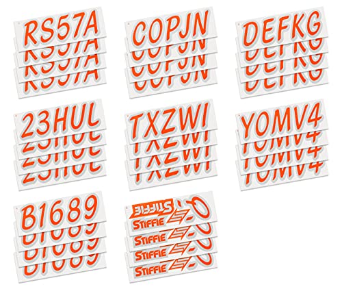 Image of Whipline Solid Orange /Silver 3 inch Alpha-Numeric Registration Identification Numbers Stickers Decals for Boats & Personal Watercraft