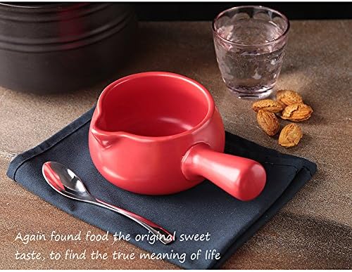 Ceramic Kitchen Milk Butter Mini Saucepan Warmer Cookware with Handle (Red)