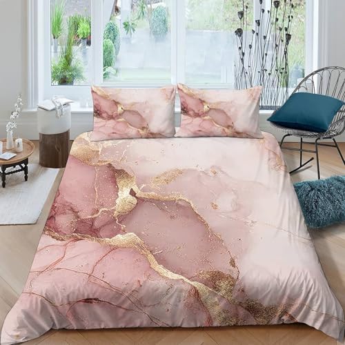 Housse de couette marbre hypoallergénique et parure de lit douce - 4