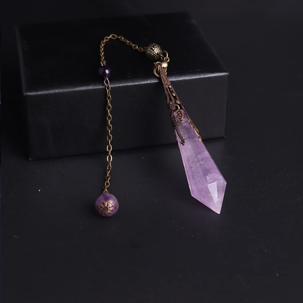 Joyería Fina de Cristal, Cristal de Cuarzo, amatistas, Piedra Natural, péndulo, Amuleto, Colgante, Collar Druzy para adivinación, 1 Pieza de Piedra (Amatista)
