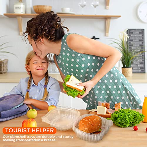 Popmisoler 500Pcs Clear Hinged Plastic Containers,Clamshell Take Out Containers,Clear Clamshell Food Containers,Plastic Hinged Food Container,Sandwich Containers Disposable Of Dessert,Salad #TOP4