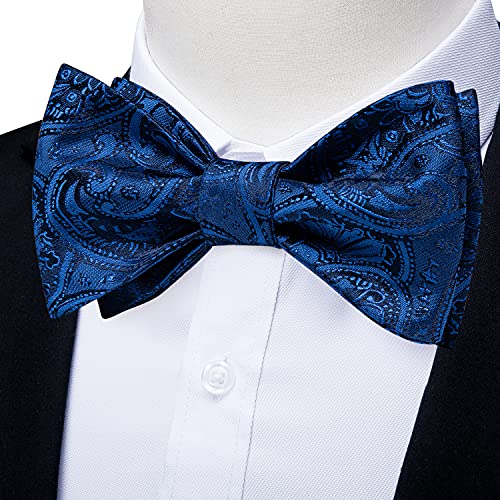 Image of DiBanGu Mens Silk Self Bow Tie Set 4PCS for Tuxedo Wedding