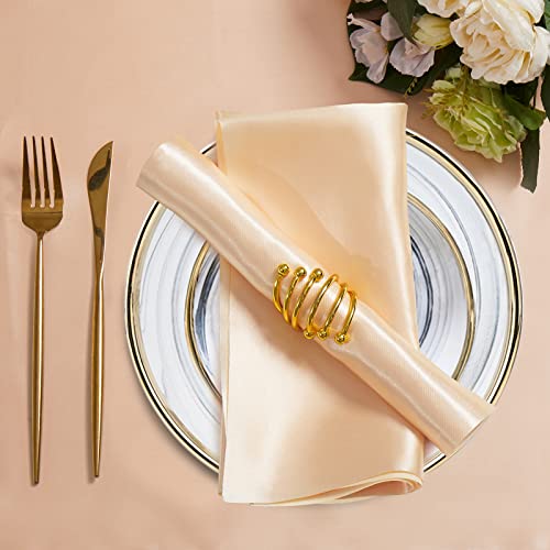 Horbaunal Satin-Servietten, weiche quadratische Servietten, seidige Stoffservietten zur Tischdekoration für Hochzeiten, Bankette, Feste… – Ansicht 6
