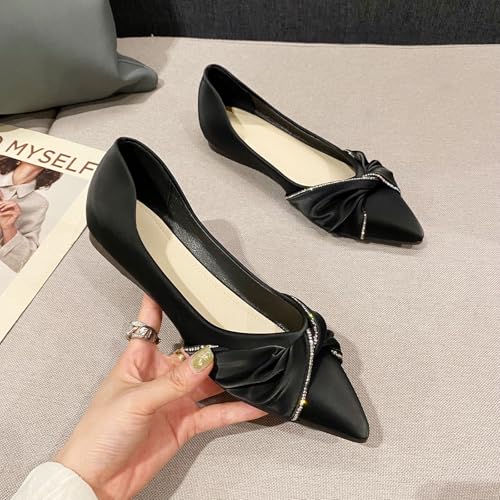 HIPPOSEUS Women's Sparkly Flats Shoes Pointed Toe Dress Shoes Slip on Work Flat3