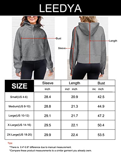Leedya Womens 1/2 Zipper Cropped Sweatshirt High Neck Pullover Sweater Long Sleeve Crop Tops White Xl #TOP3