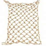 Jute Rope Netting Handwoven 100% Natural - Pet Fence, Garden Decoration, Duty Climbing Net for Treehouse, Jungle Gym & Playground, Outdoor Rope Bridge(3.2ftx3.2ft)