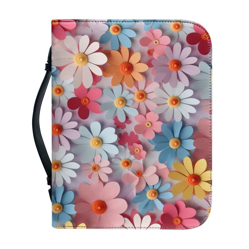 Garronmavis Boho Colorful Daisy Bible Cover for Men Women, Flowers Paintings Bible Books Case, Floral Art Bible Book Covers - M — image 1