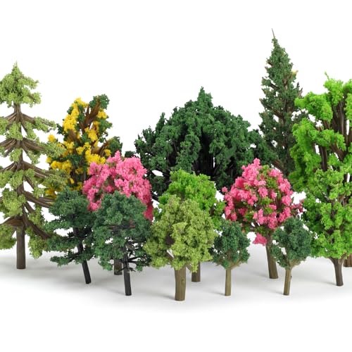 Gtziqa 23 Pcs Mixed Model Trees 1.02-2.68 Colourful Miniature Trees Diorama Supplies Building Train Scenery Architecture Fake Tree for DIY Crafts Building Scenery Landscape