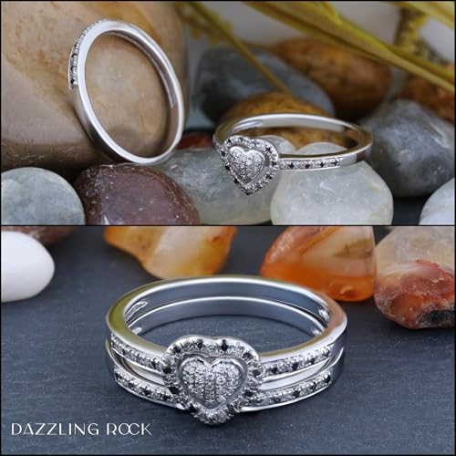 Dazzlingrock Collection 0.26 cttw Round Black Diamond & White Diamond Heart Shaped Wedding Ring Set in 925 Sterling Silver4