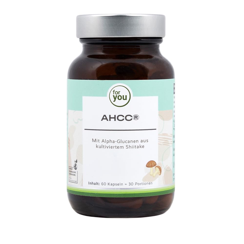 for you AHCC Kapseln 60 Stück – kultivierter Extrakt aus Shiitake Pilz mit Alpha-Glucanen | 1.000 mg pro Tagesdosis | fermentierter Pilzextrakt | Nahrungsergänzungsmittel
