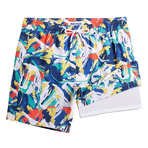 Image of maamgic 2 in 1 Mens Swim Trunks 7 Inch Swim Shorts Swim Suits Board Shorts