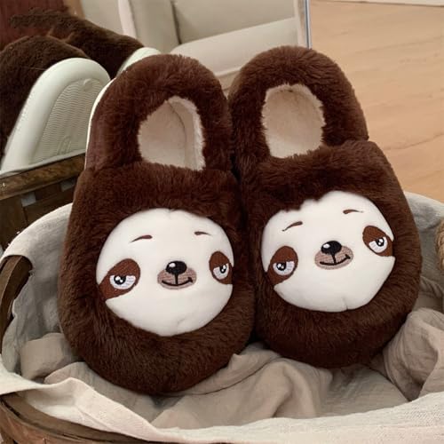 Jfxgjuv Sloth Slippers for Women Men, Cute Giraffe Raccoon Sea Lion Capybara Fluffy Cartoon Animal House Shoes for Indoor Outdoor3