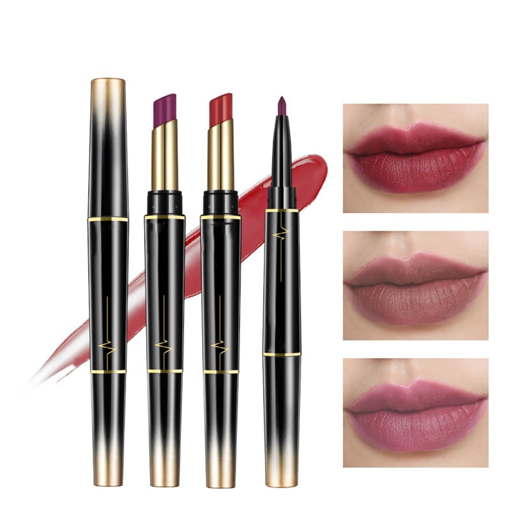 16 colori rossetto a lunga tenuta matita labbra combo, matita labbra e rossetto,set matita labbra e rossetto Dual Heads, rossetto a lunga tenuta matita labbra opaca impermeabile (16pcs / 1set)