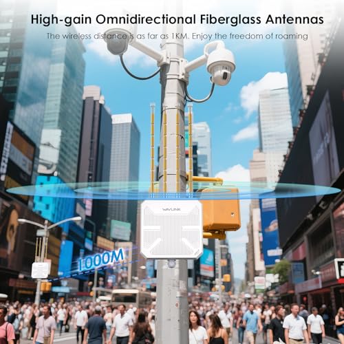 Image of WAVLINK WiFi 7 BE5100 Outdoor WiFi Extender, Dual Band Long-Range Outdoor WiFi Repeater|Access Point|Mesh Router, POE Powered | IP67 Waterproof | 4 x 8dBi Antennas, 2.5 Gbps Ethernet, Up to 300M