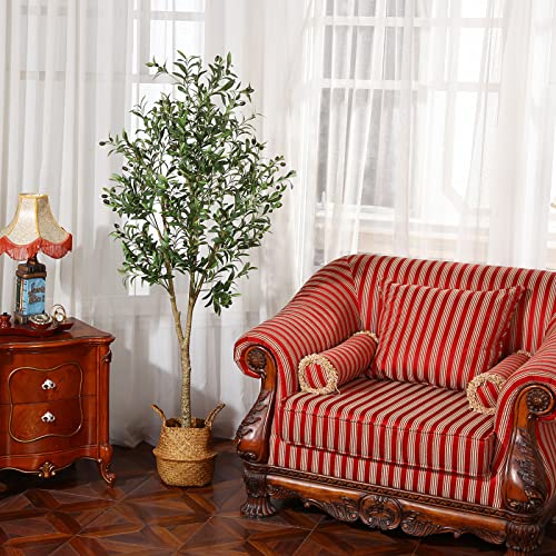 Ferrgoal Artificial Olive Trees 6Ft Fake Olive Plant With Basket Faux Plants Indoor Outdoor Fake Tree In Pot Slik Plants For Home Decor Office Living Room Perfect Housewarming Gift Green 1Pack #TOP1