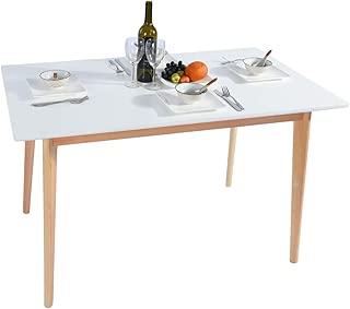 GreenForest Dining Table Mid Century Modern Rectangular Kitchen Leisure Table with Solid Wooden Legs 47.2'' x 27.6''x 30'', White - coolthings.us