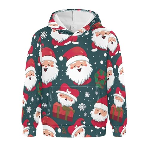Kids Hoodies Sweaters Christmas Santa Claus Hooded Sweatshirts with Big Pockets for Boys Girls B0400032