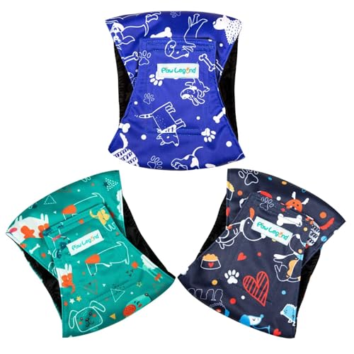Image of Paw Legend Washable Dogs Diapers Male Dog Belly Bands for Male Dogs Diapers Reusable Puppy & Doggie Diapers Male (3 Pack, X-Large)