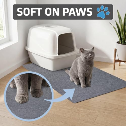 Image of Drymate Original Cat Litter Mat, Contains Mess from Box for Cleaner Floors, Urine-Proof, Soft on Kitty Paws -Absorbent /Waterproof- Machine Washable, Durable (USA Made) (29aa‚¬Ax36aa‚¬A) (Light Grey)