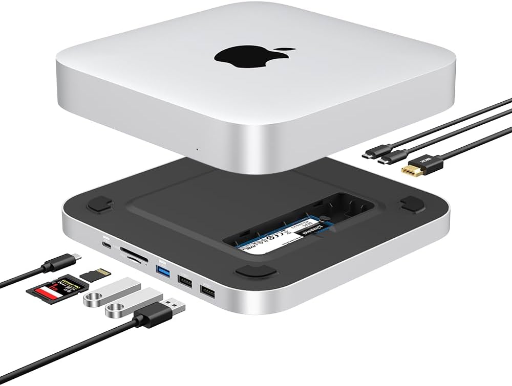 Mac mini M1 8GBメモリ256GB SSD GEWOKLIY Mac Mini Hub & Stand con SSD Enclosure per NVME/SATA M.2