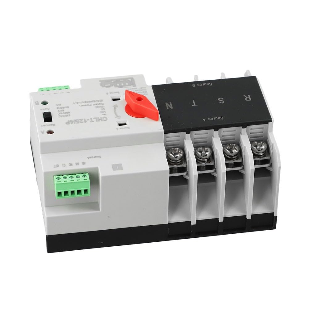 Interruttore automatico 4P, 230 V, 100 A, Dual Power Switch per scatole di distribuzione PZ30, manuale/automatico, alimentazione ininterrotta in millisecondi, per casa e ufficio, grigio