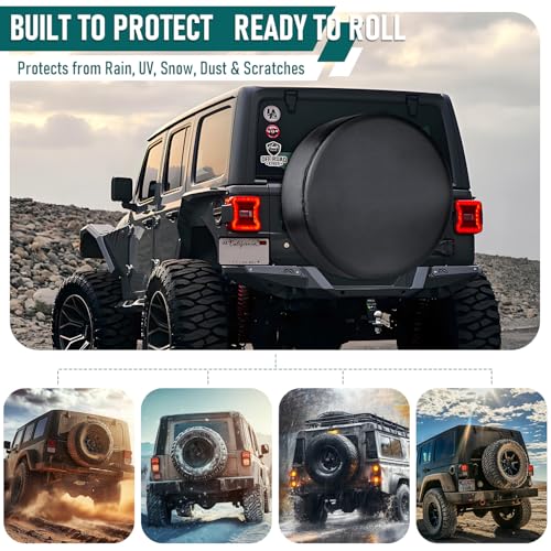 AmFor 26-27 Inch Spare Tire Cover, Weatherproof Tire Protectors for Jeep, Trailer, RV, SUV, Truck (Black)  
AmFor 26-27 