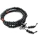 KONOV Mens Womens Wool Bracelet, Tibetan Buddhist Sandalwood Beads Prayer Mala Necklace, Black