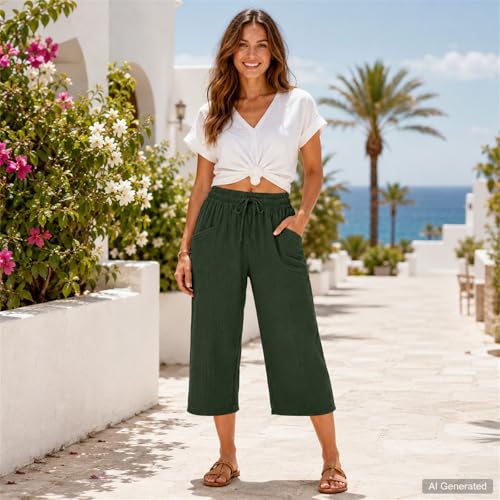 Pantalon à taille élastique en coton et lin pour des journées sereines
