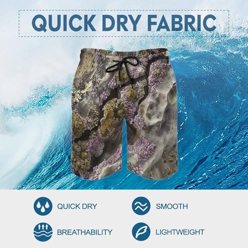 Men's Swim Trunks Quick Dry Board Shorts with Pockets Beach Shorts Moss on Rocks Bathing Suits for Men3
