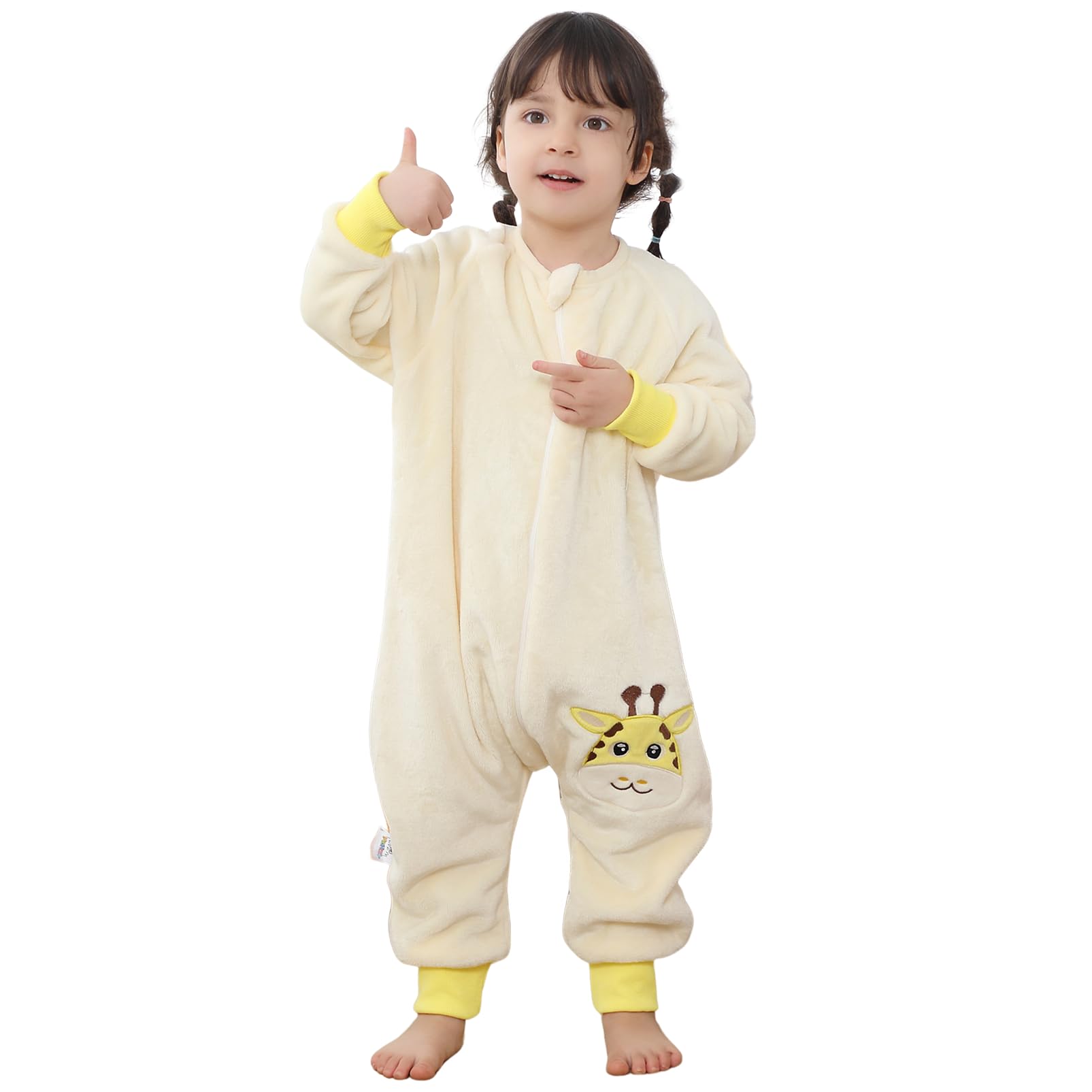 Monstoyo Sacco Nanna con Piedini Bambini Bambina, Invernale Flanella Pigiama Pagliaccetto Neonato, Maniche Lunghe & Gambe Separate Sacco a Pelo Cartone Tuta per Ragazze Ragazzi 0-6 Anni