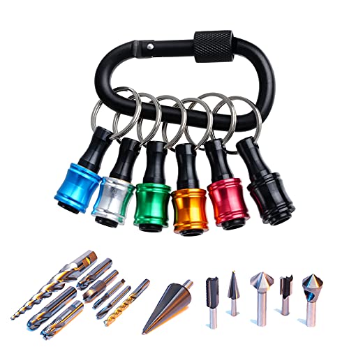 Sumersha 6Pcs 1/4 Inch Hex Shank Screwdriver Bits Holder Extension Bar Aluminum Alloy Keychain Screw Adapter Change Hand-Held Screwdrivers Drill Bit #TOP2
