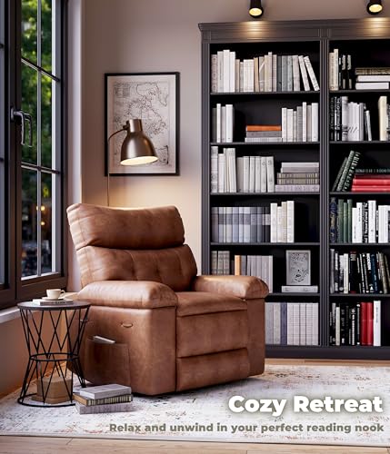 Image of GarveeHome Extra Wide Recliner Chair - PU Leather Oversized Manual Recliner for Adults, Lazy Chair with 1.5X Sponge Comfort Arm and Back for Living Room, Bedroom