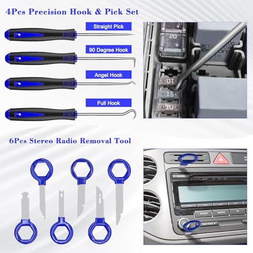 TEGOVE 352 Piezas Herramientas Kit Desmontar Coche,Herramientas Desmontaje Coche,Herramientas de Palanca para Automóviles para Herramientas Desmontar Interiores Coche Radio Audio - imagen 5