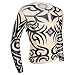 YiZYiF Men's Fake Tattoo Tribal Inspired Print Elastic Long Sleeve T Shirt Tops Nude CS48 One Size