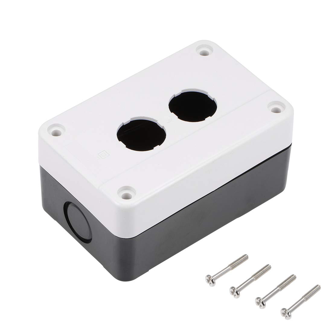 uxcell Push Button Switch Control Station Box 22mm 2 Holes Aperture White and Black