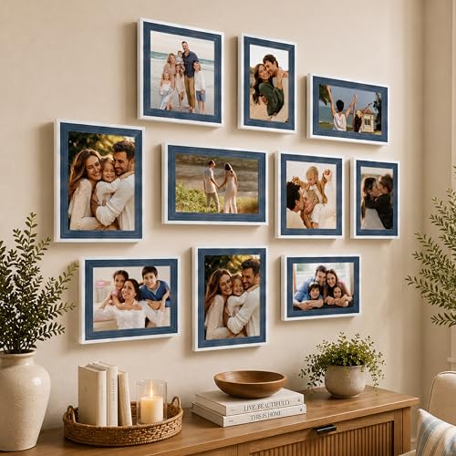 Image of Art Street Pink Wall Photo Frame Collage Set for Living Room Decor | Multi Picture Frames Gallery Wall Set for Family Photos | Wooden Wall Hanging Frames for Bedroom, Hallway, Home Decoration