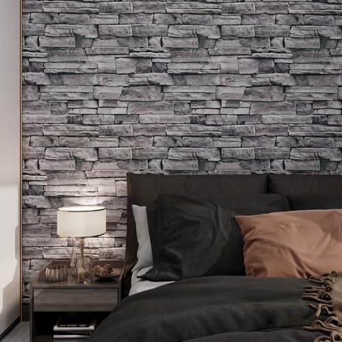 Papel de pared de ladrillo gris para tapar imperfecciones 4