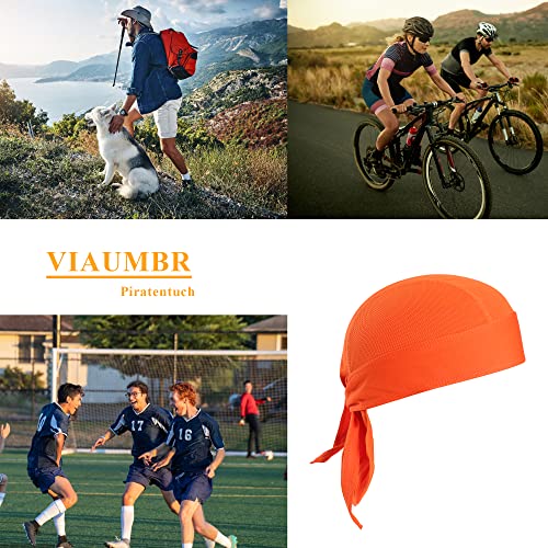 VIAUMBR Piratentuch Bandana Cap Durag Fahrrad Kopfbedeckung Motorrad Kopftuch unter Fahrradhelm Piraten Tuch Pirat Sommer Orange