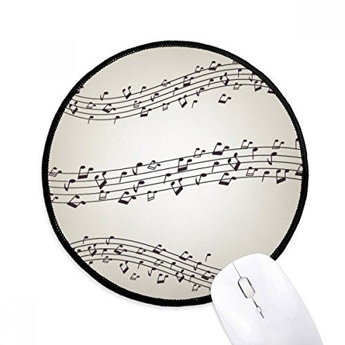 Mousepad negro redondo para juego con borde cosido y diseño de música elegante personal