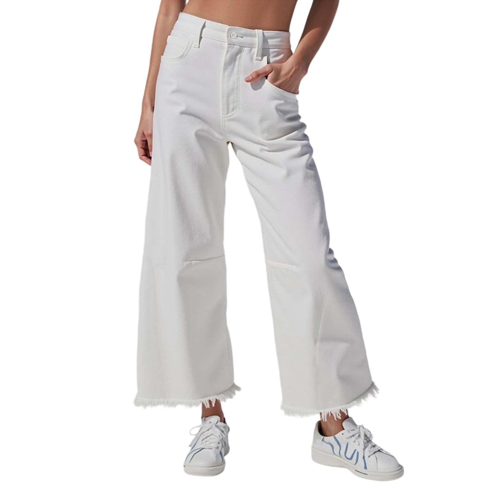 Jeans Donna Larghi Wide Leg Pantalone Forti Pantaloni Straight Palazzo Baggy Moda Casual Zampa Leggeri Lavoro Mom Taglie