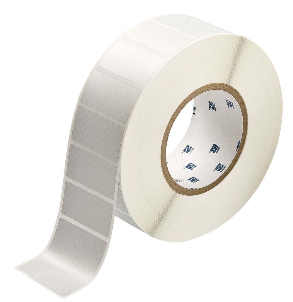 Brady THT-17-438-3 2" Width x 1" Height, B-438 Tamper-Evident Metallized Polyester, Matte Finish Silver Thermal Transfer Printable Labels (3000 per Roll)