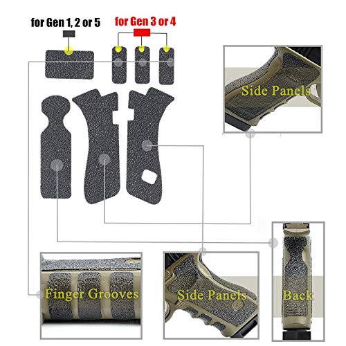 Tofeic Pistol Gun Grip Texture Rubber Tape For Glock 17 18 22 24 31 34 35 37 Gen 1 2 3 (Include C L Model) #TOP2