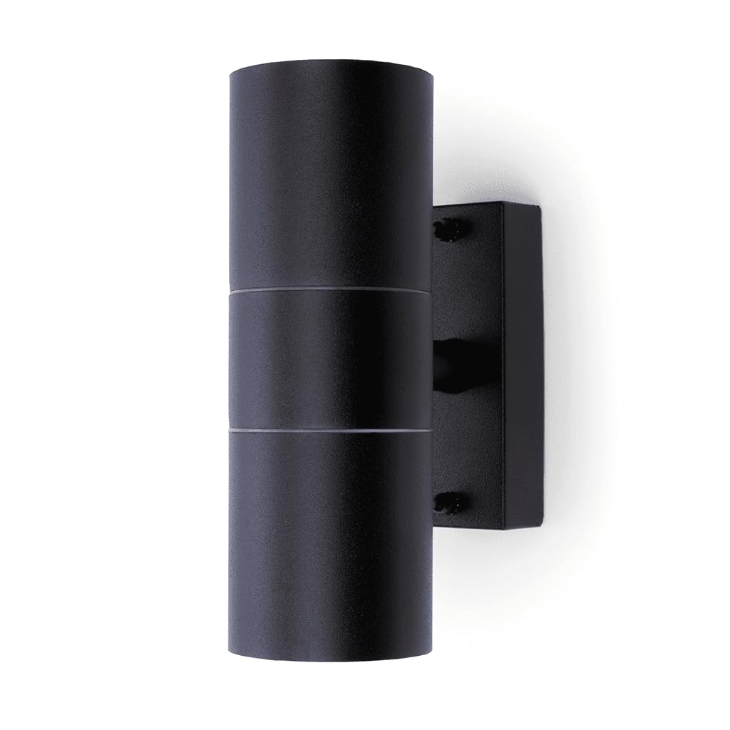 HiSPEC Coral LED Outdoor Up Down Wall Lights | for Home, Driveway, Garden, Patio | Wall Mounted Exterior Security Light with IP44 Rating (Black, 1 Pack)