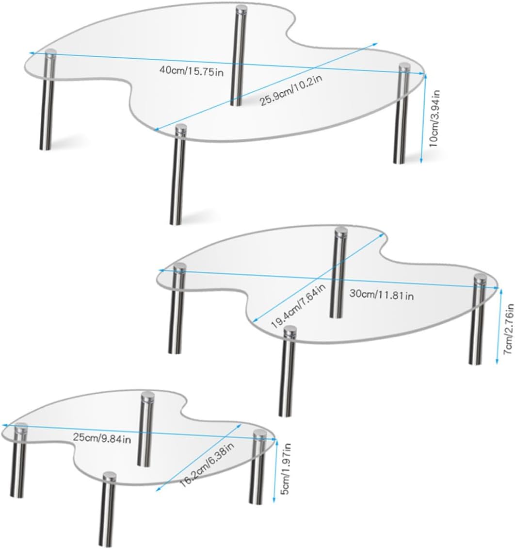 3pcs Transparent Acrylic Doll Display Stand Stackable Storage Holder for Toys Clean and Modern Design for Organizing Dolls and Home Decor