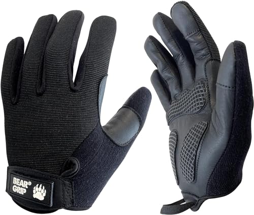 BEAR GRIP Guantes de levantamiento de pesas con palma acolchada de gel para entrenamientos multideportivos, culturismo, crossfit, calistenia, ciclismo, protección antideslizante de palma completa