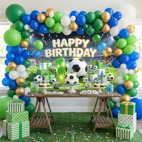 Mocsicka Soccer Happy 10th Birthday Banner 6x3.6ft miniatura 2